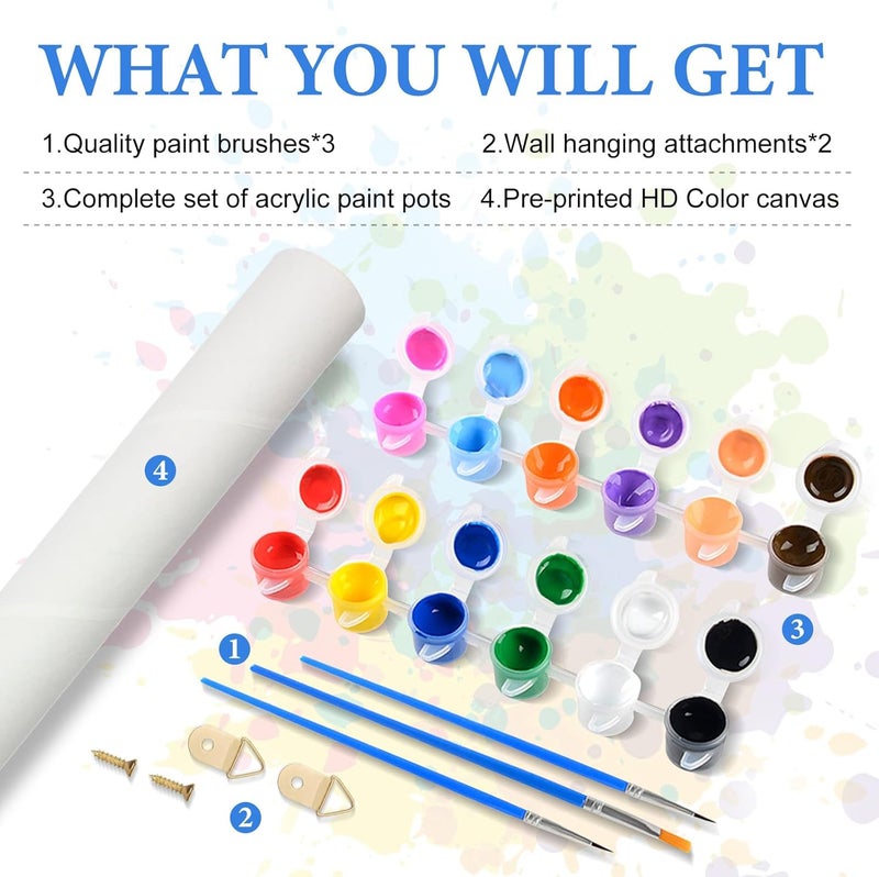 PRASIO Paint by Numbers Kit for Adults Beginner, Flower Landscape Adult Paint by Number Kits, DIY Acrylic Paint by Numbers Kit for Adults Canvas for Home Decor Gift 16x20 Inch - Image 4